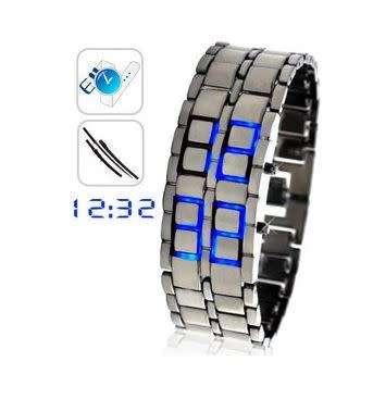 SUPER Fashion Style Blue LED Metal Faceless Watch