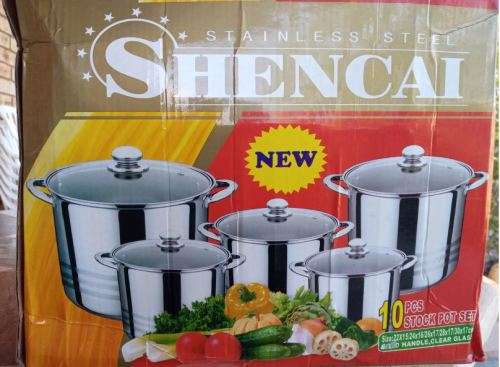 Shencai 10 Piece Stainless Steel Stock Pot Set
