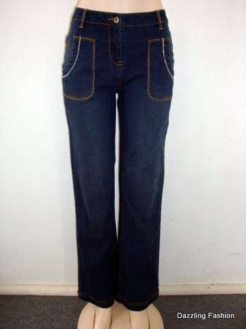 LADIES BLUE STRAIGHT CUT DENIM, SIZE 34