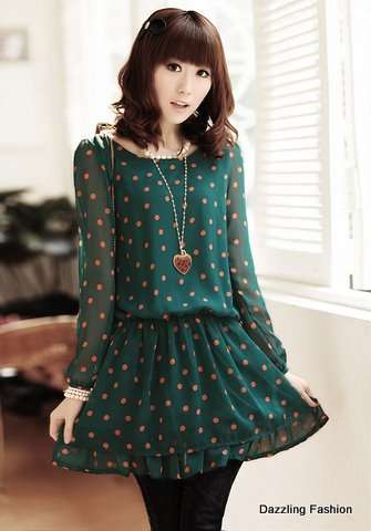 NEW ARRIVAL!!!!! Ladies polka dot chiffon dress fit for size 32/34/36