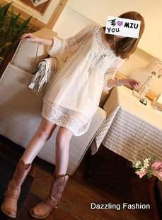 NEW ARRIVAL!!!!Ladies white chiffon dress with lace, fit for size 32/34