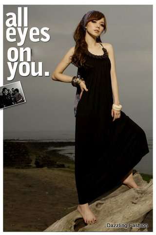 NEW ARRIVAL !!!!! Ladies Black long dress with decorative neckline, fit all sizes