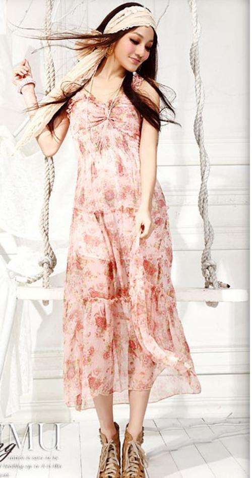 !!!!NEW ARRIVAL!!!! CHIFFON PINK FLORAL MAXI-DRESS, SIZE 32,34