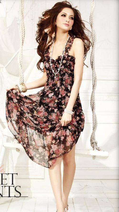!!!!NEW ARRIVAL!!!! CHIFFON BLACK FLORAL MAXI-DRESS, SIZE 32,34