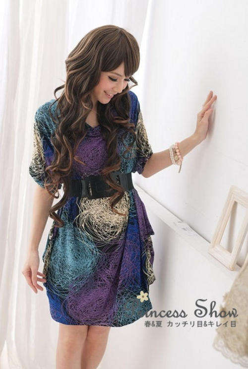 !!!!NEW ARRIVAL!!!! BLUE GEOMETRIC DRESS, SIZE 32,34