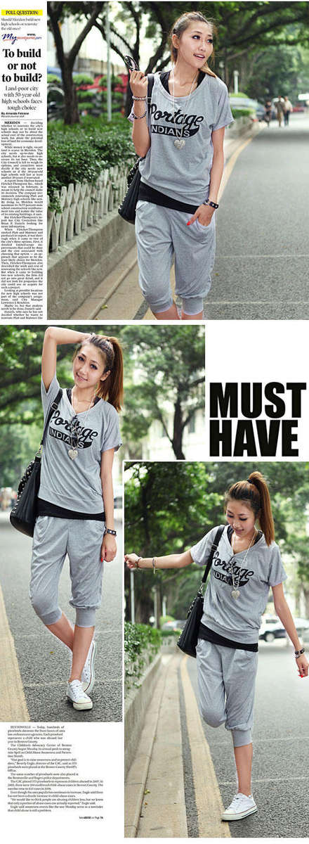 !!!!NEW ARRIVAL!!!! SPROTY GREY TOP WITH 3/4 PANTS SUIT, SIZE 32,34,36