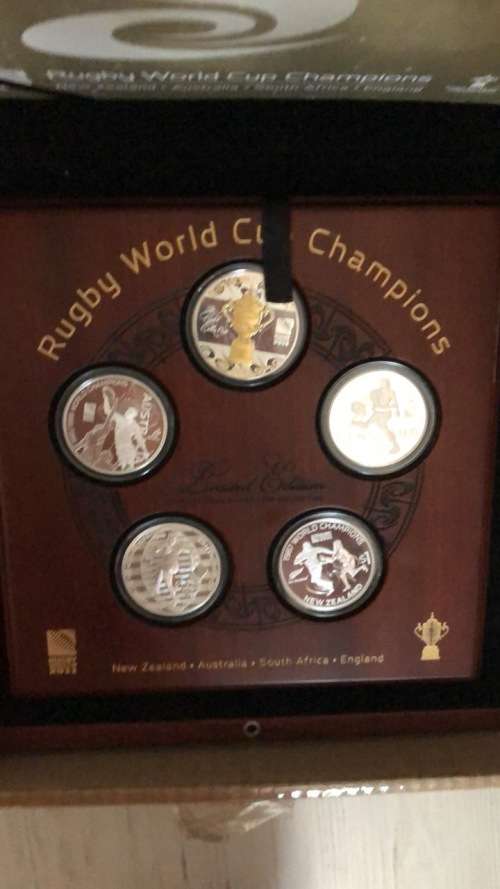 Rugby World Cup Champions 5X1oz silver collectible coin set