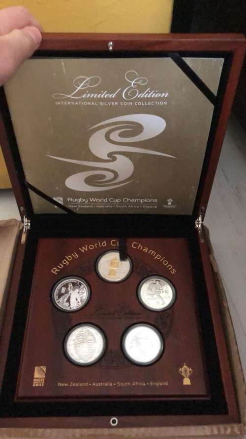 Rugby World Cup Champions 5X1oz silver collectible coin set