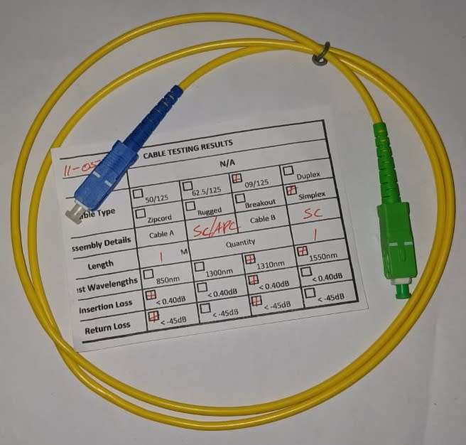 Fiber Patch Cable  SC APC to SC UPC Single Mode Simplex