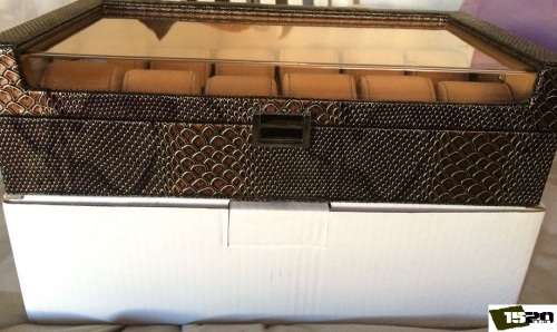 Vintage look Snake Skin show case 12 slots watch box