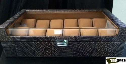 Vintage look Snake Skin show case 12 slots watch box