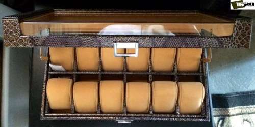 Vintage look Snake Skin show case 12 slots watch box