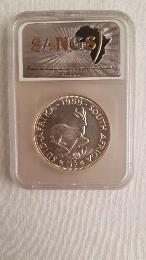 1959 5 shillings sangs PF 63