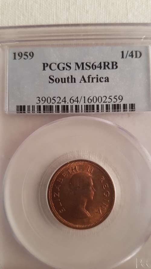 1959 quarter penny Farthing PCGS MS64 colour RB