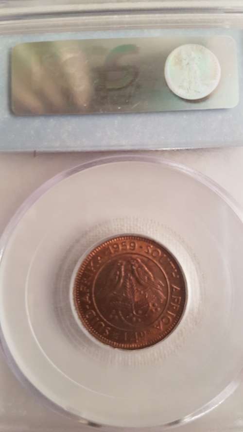 1959 quarter penny Farthing PCGS MS64 colour RB