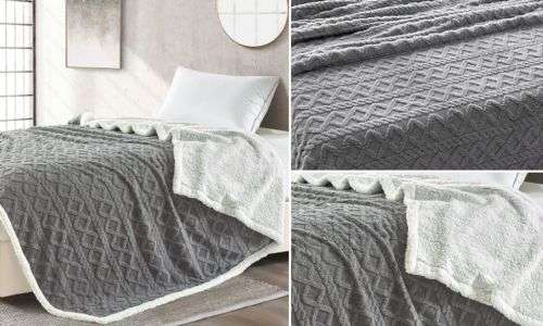 Kosha - 5 Piece Jacquard Sherpa Fleece Comforter Set