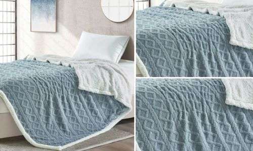Kosha - 5 Piece Jacquard Sherpa Fleece Comforter Set