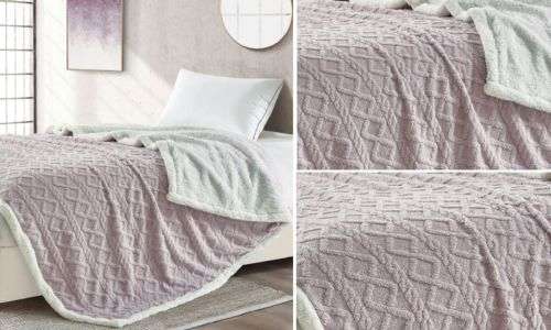 Kosha - 5 Piece Jacquard Sherpa Fleece Comforter Set