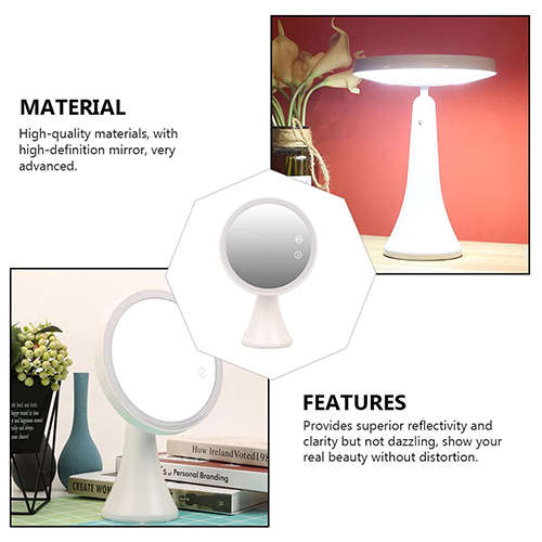 LED Desk Lamp Rechargeable Multifunctional Rotating Desktop Makeup Mirror