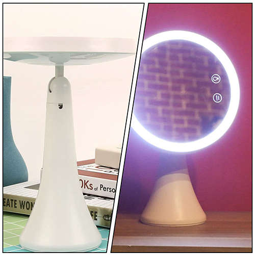 LED Desk Lamp Rechargeable Multifunctional Rotating Desktop Makeup Mirror