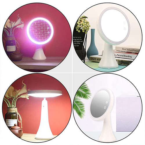 LED Desk Lamp Rechargeable Multifunctional Rotating Desktop Makeup Mirror