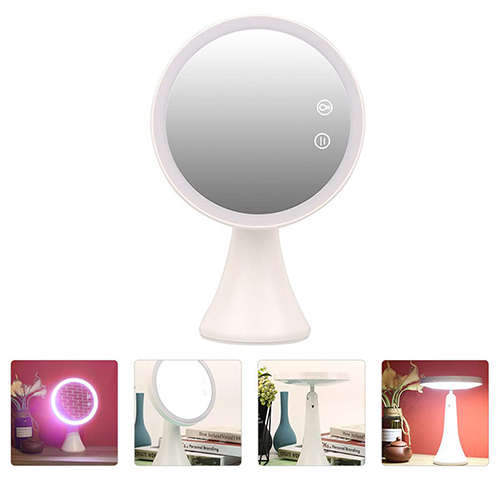 LED Desk Lamp Rechargeable Multifunctional Rotating Desktop Makeup Mirror