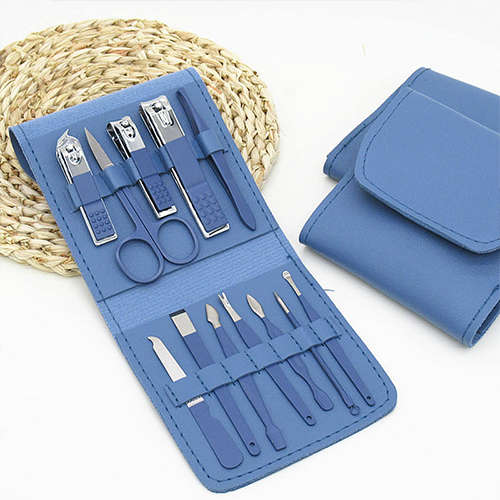 12-Piece Portable Manicure and Beauty Tools Nail Clipper Set with Folding Bag