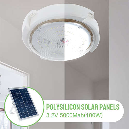40W Led Solar Ceiling Light With Solar Panel And Remote Control