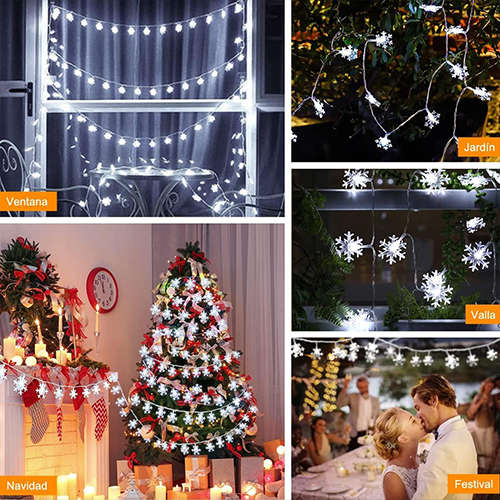 5 Meters LED White Snowflake Fairy Light Strip Hanging XMAS Decoration