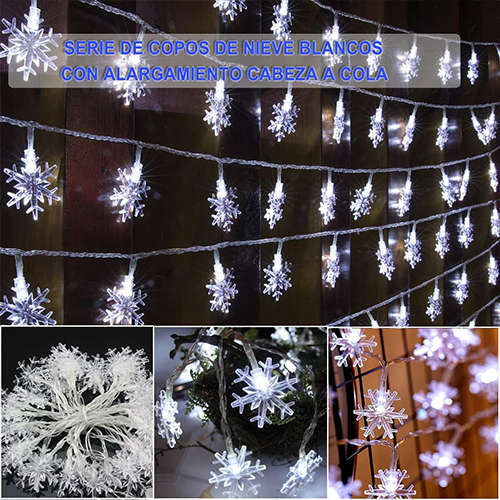 5 Meters LED White Snowflake Fairy Light Strip Hanging XMAS Decoration