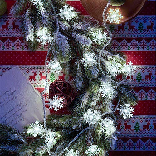 5 Meters LED White Snowflake Fairy Light Strip Hanging XMAS Decoration