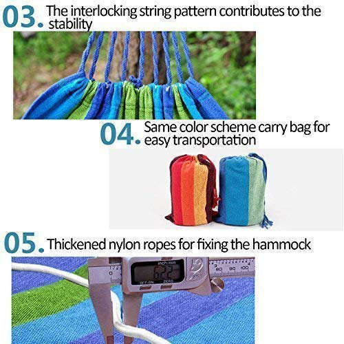 Camping Swing Canvas Stripe Portable Hammock Outdoor Garden Sports Home Travel Hammock