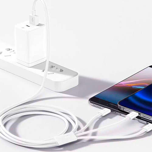 Usb Multi-Head Fast Charger/Adapter With 3-In-1 Multi-Function Data Cable