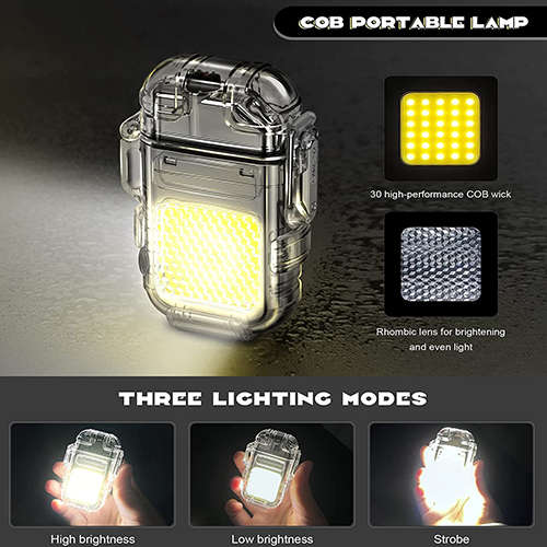 USB Rechargeable Mini Flashlight Windproof Multi-Purpose Double Arc Lighter