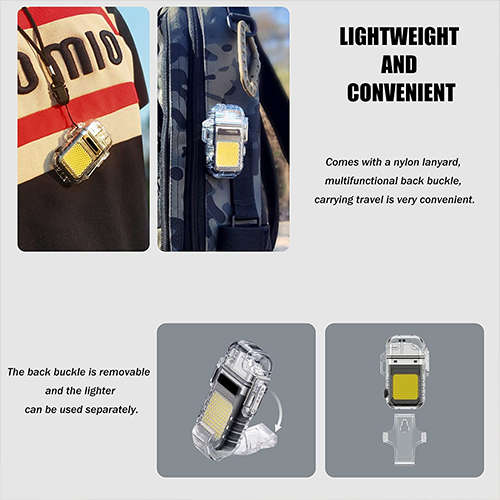 USB Rechargeable Mini Flashlight Windproof Multi-Purpose Double Arc Lighter