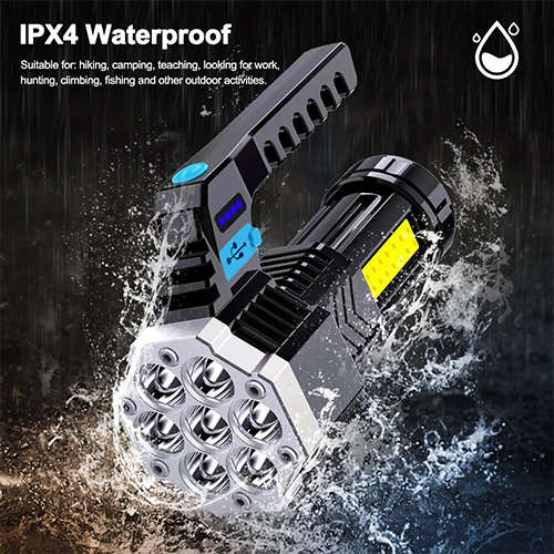 COB 7-Cell LED Rechargeable Flashlight Waterproof Portable Outdoor Light