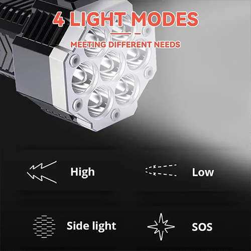 COB 7-Cell LED Rechargeable Flashlight Waterproof Portable Outdoor Light