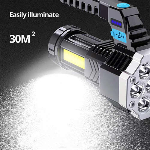 COB 7-Cell LED Rechargeable Flashlight Waterproof Portable Outdoor Light