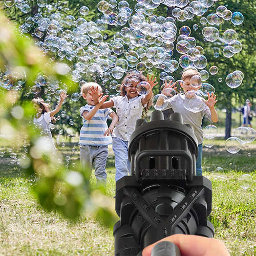 Bubble Gatling Machine 8 Hole Battery Powered Toddler Electric Gun Outdoor Toy