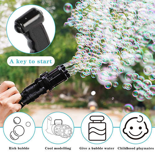 Bubble Gatling Machine 8 Hole Battery Powered Toddler Electric Gun Outdoor Toy