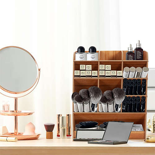 Multifunctional Desk Wooden Shelf Storage Box Diy Pen Holder