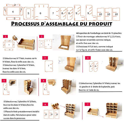 Multifunctional Desk Wooden Shelf Storage Box Diy Pen Holder