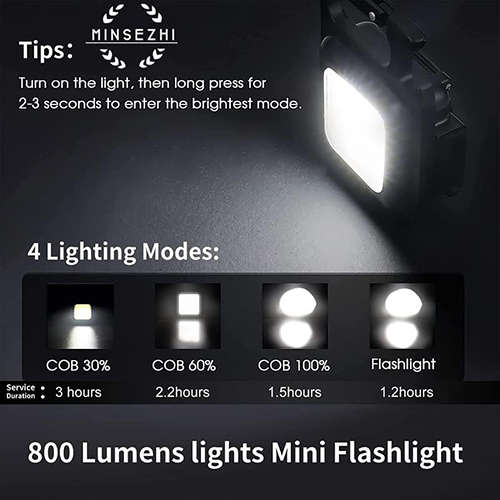 Portable Mini LED Work Light Flashlight USB Rechargeable Small Light Bottle Opener