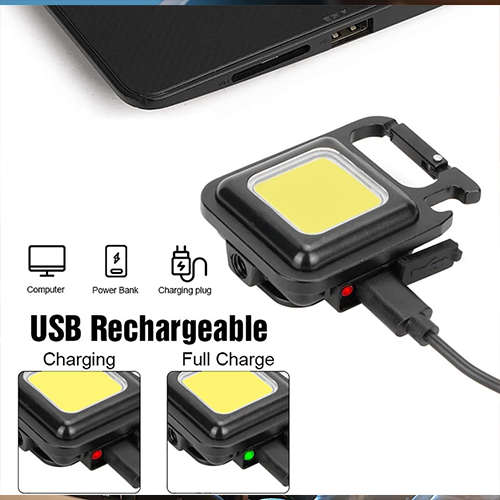 Portable Mini LED Work Light Flashlight USB Rechargeable Small Light Bottle Opener