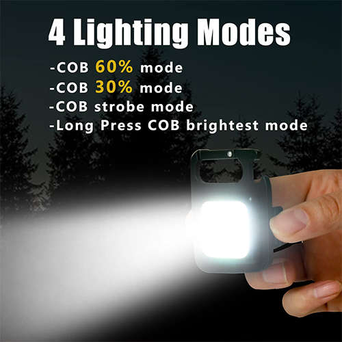 Portable Mini LED Work Light Flashlight USB Rechargeable Small Light Bottle Opener