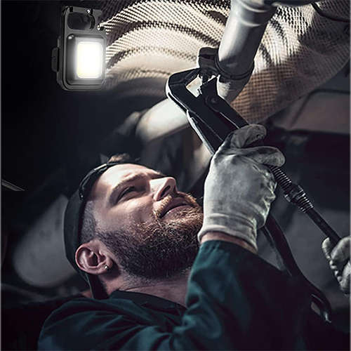 Portable Mini LED Work Light Flashlight USB Rechargeable Small Light Bottle Opener