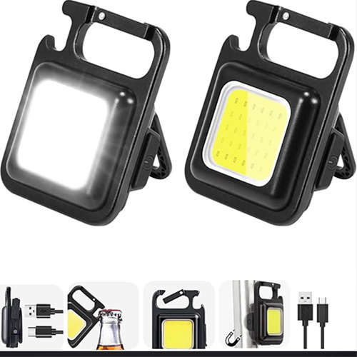 Portable Mini LED Work Light Flashlight USB Rechargeable Small Light Bottle Opener