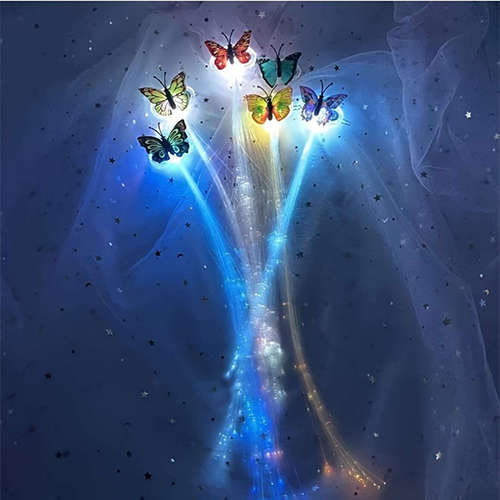 LED Party Colorful Butterfly Wig Braids Luminous Fiber Optic Hair Clip