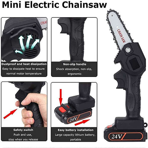 24V Mini Electric Chain Saw with Battery and Charger
