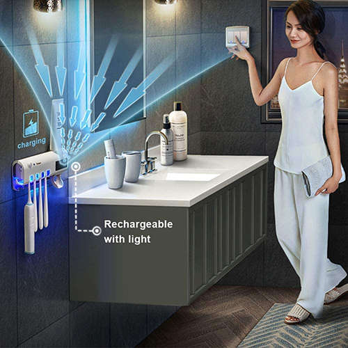 Smart Toothbrush Sterilizer Wall-Mounted UV Sterilizing Toothbrush Holder
